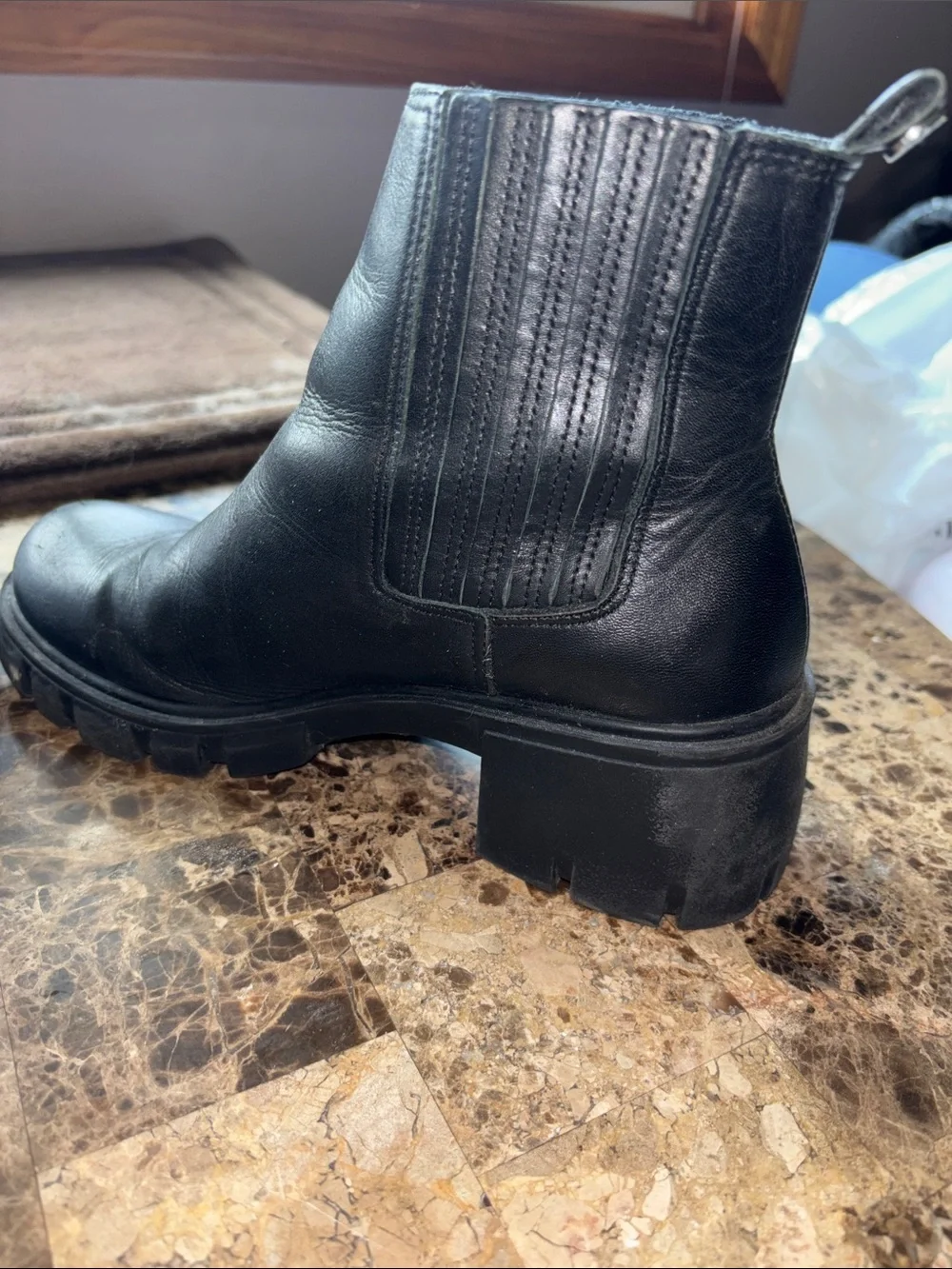 Steve Madden Black Leather Ankle Boots